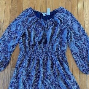 Crazy Kat Long Sleeve Career Paisley Dress Large
